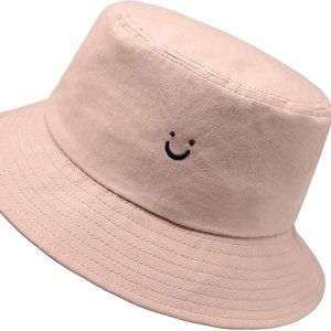 Hat Summer Unisex Face Smile Pink